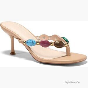 Heeled Sandals with Jewel Details, Stiletto Heel, Open Toe Design